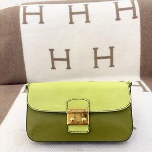 Miu Miu Madras Leather Crossbody Bag – Green with Gold Hardware
